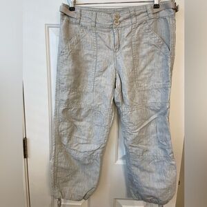 Sundance Grey Cotton Linen Cropped Pants Sz 10
